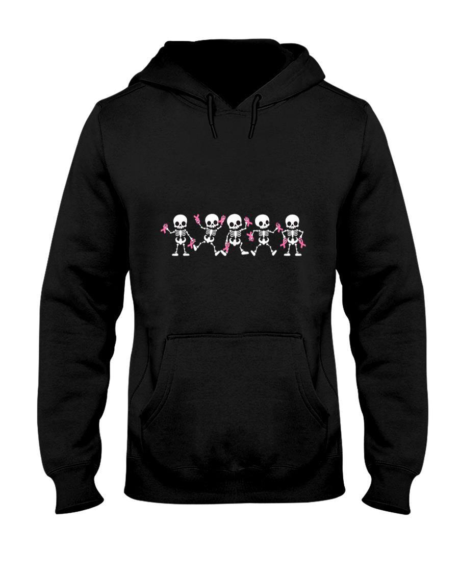 Pink Ribbon Breast Cancer Awareness Skeleton Women Men Kids T-Shirt_2