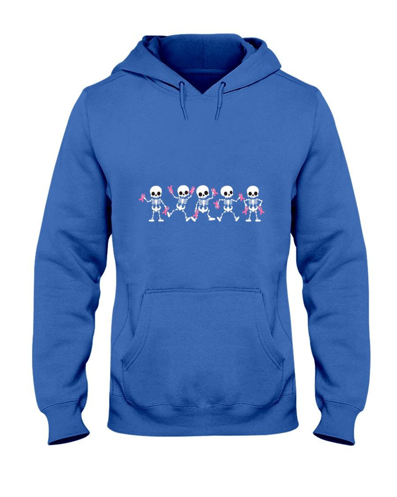 Pink Ribbon Breast Cancer Awareness Skeleton Women Men Kids T-Shirt_2