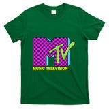 MTV Music Television Retro 80's Neon Pink Checkerboard Logo