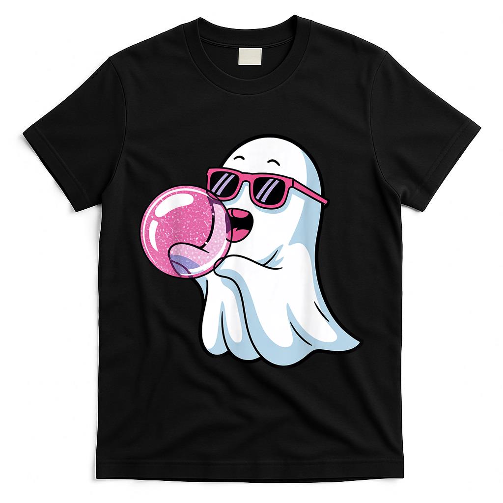 Halloween Ghost Blowing Pink Bubblegum Funny Trick or Treat T-Shirt