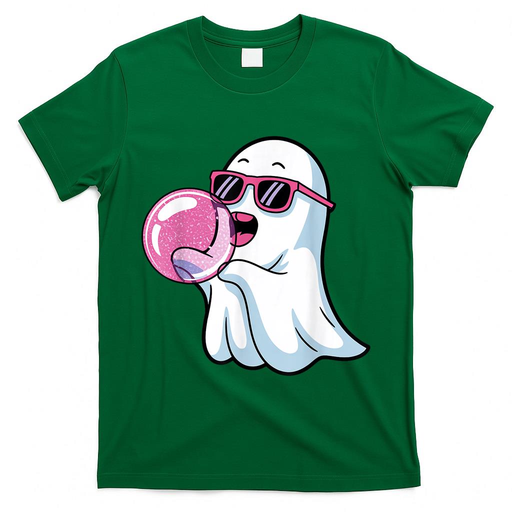 Halloween Ghost Blowing Pink Bubblegum Funny Trick or Treat T-Shirt