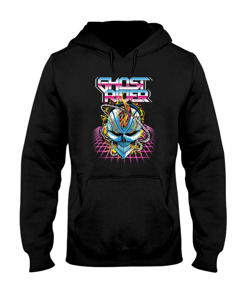 Retro Nostalgia - Marvel Ghost Rider Super 80s Retro Neon Grid Graphic T-Shirt T-Shirt