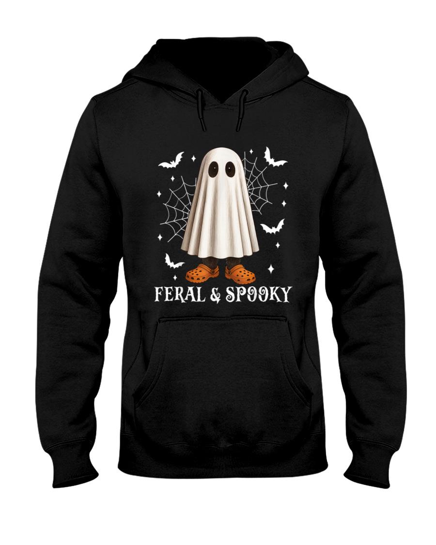 Feral And Spooky Halloween Cute Ghost Raccoon Trick Or Treat T-Shirt