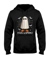 Feral And Spooky Halloween Cute Ghost Raccoon Trick Or Treat T-Shirt
