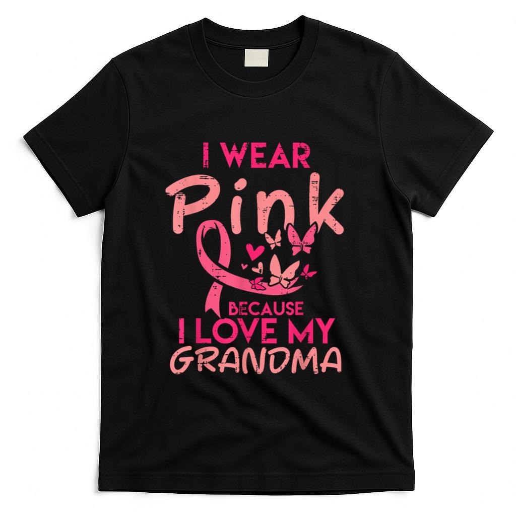 I Wear Pink Love My Grandma Breast Cancer Awareness Boy Girl T-Shirt