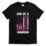 Mom Son Of A Warrior USA Flag Breast Cancer Support Women Kids Men T-Shirt