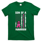 Mom Son Of A Warrior USA Flag Breast Cancer Support Women Kids Men T-Shirt