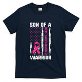 Mom Son Of A Warrior USA Flag Breast Cancer Support Women Kids Men T-Shirt