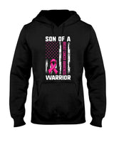 Mom Son Of A Warrior USA Flag Breast Cancer Support Women Kids Men T-Shirt