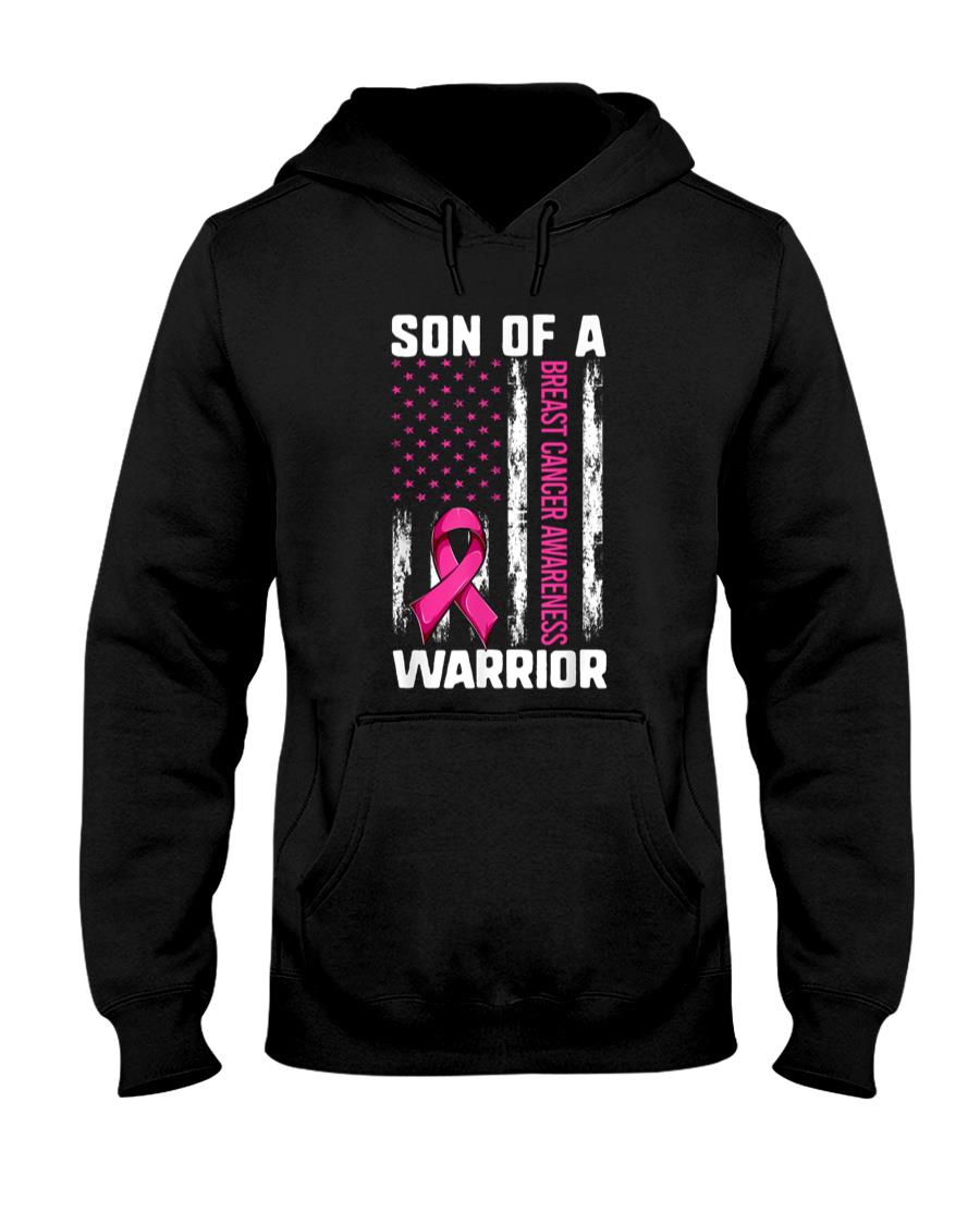 Mom Son Of A Warrior USA Flag Breast Cancer Support Women Kids Men T-Shirt