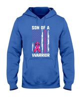 Mom Son Of A Warrior USA Flag Breast Cancer Support Women Kids Men T-Shirt