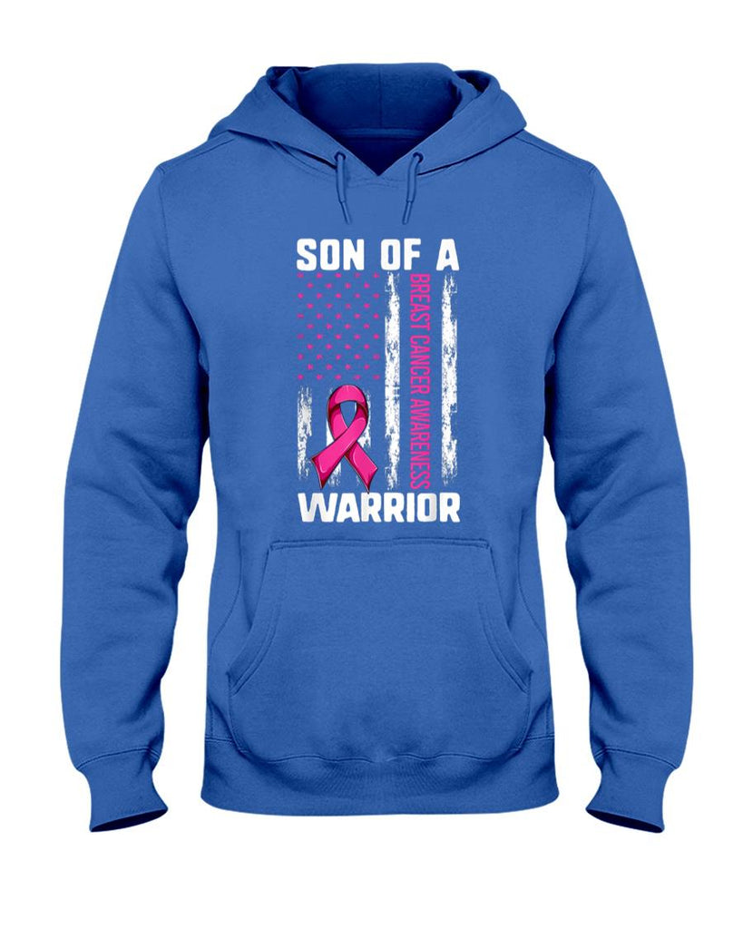 Mom Son Of A Warrior USA Flag Breast Cancer Support Women Kids Men T-Shirt