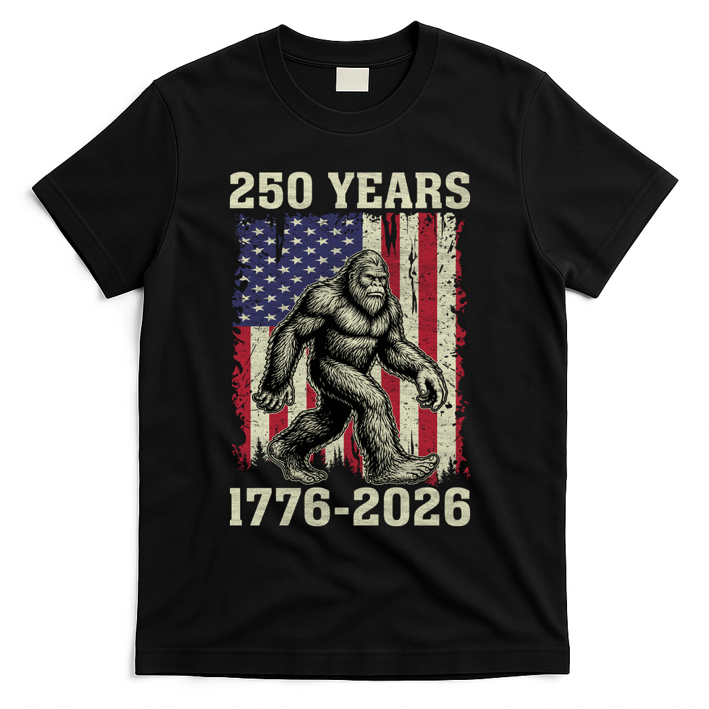 250th Anniversary 1776-2026 Big Foot USA 250 Years T-Shirt - Black