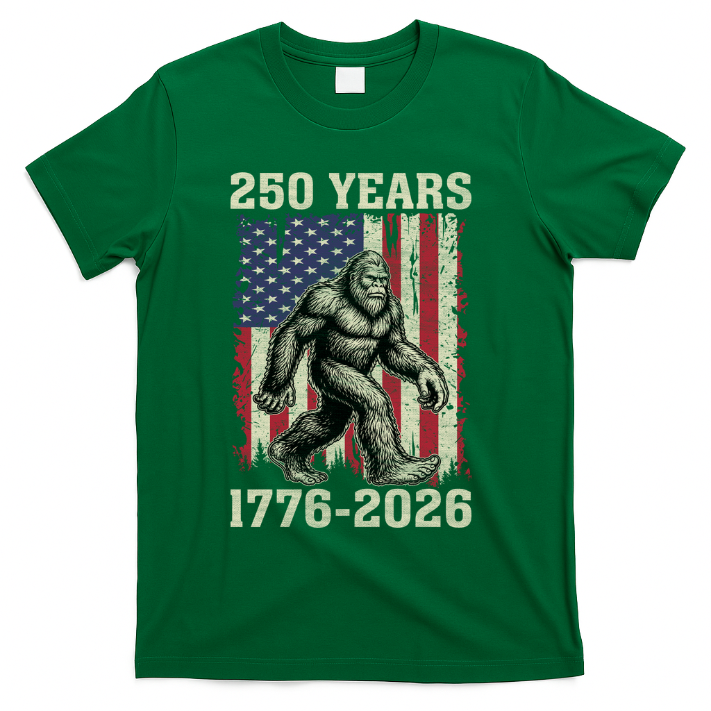250th Anniversary 1776-2026 Big Foot USA 250 Years T-Shirt - Green