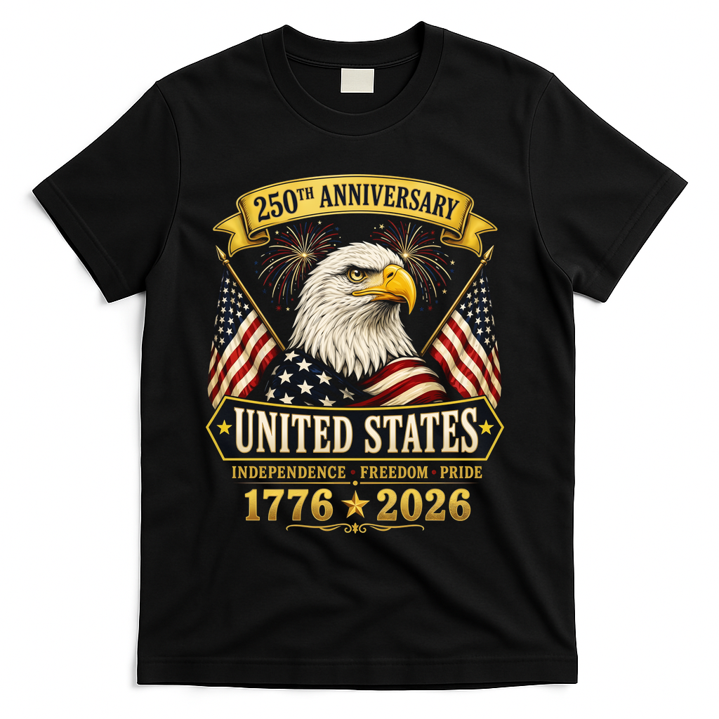 250th Anniversary USA 250 Years Independence Freedom Pride T-Shirt - Black