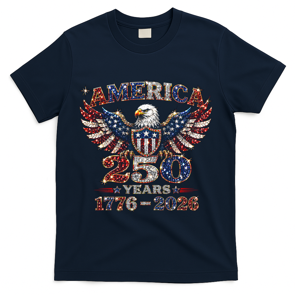 250th Anniversary USA 4th Of July Patriotic Eagle 1776-2026 T-Shirt - Navy