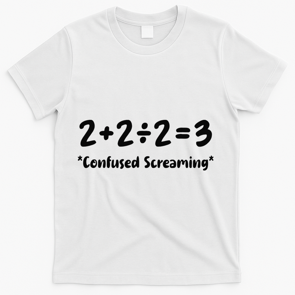 2223 Confused Screaming Funny Math Teacher Mathematics T-Shirt - White