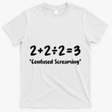 2223 Confused Screaming Funny Math Teacher Mathematics T-Shirt - White
