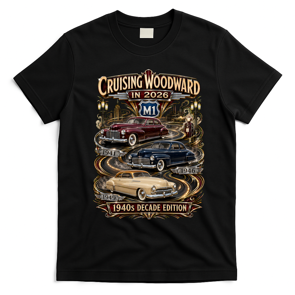 2026 Cruising Woodward M1-1940s Decade Edition T-Shirt - Black