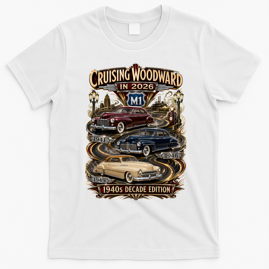2026 Cruising Woodward M1-1940s Decade Edition T-Shirt - White