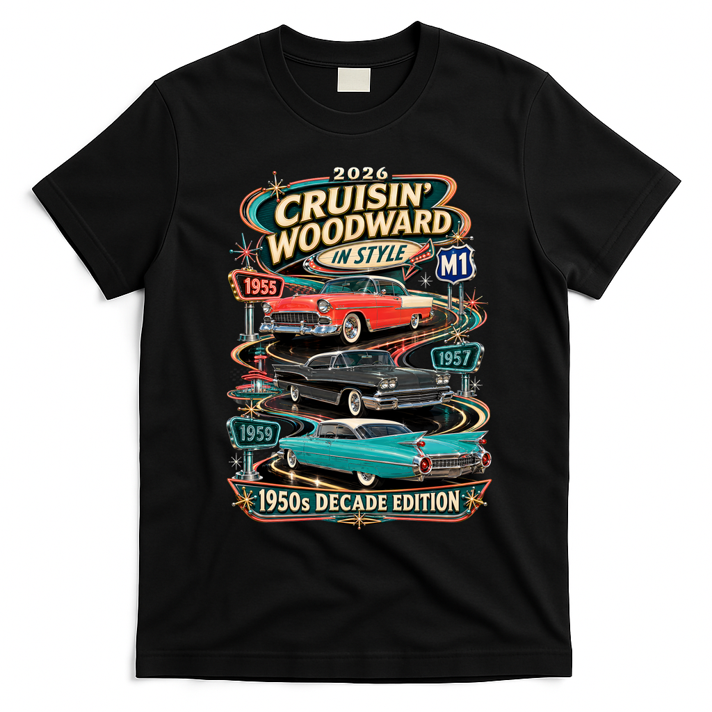 2026 Cruisin’ Woodward M1 - 1950s Decade Edition T-Shirt - Black