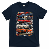 2026 Cruising Woodward — 1960s Decade Edition: The Muscle Era Begins T-Shirt - Navy Blue
