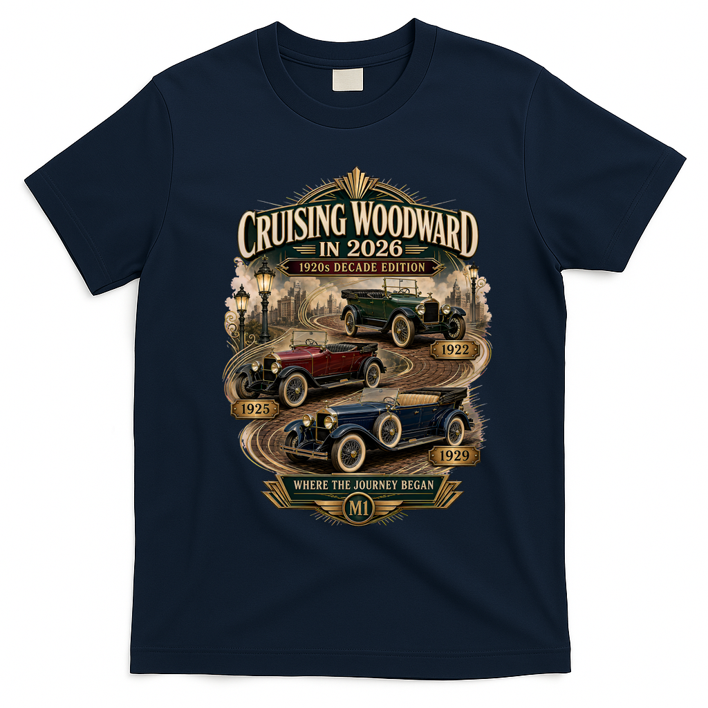 2026 Cruisin’ Woodward — 1920s Decade Edition T-Shirt - Navy Blue