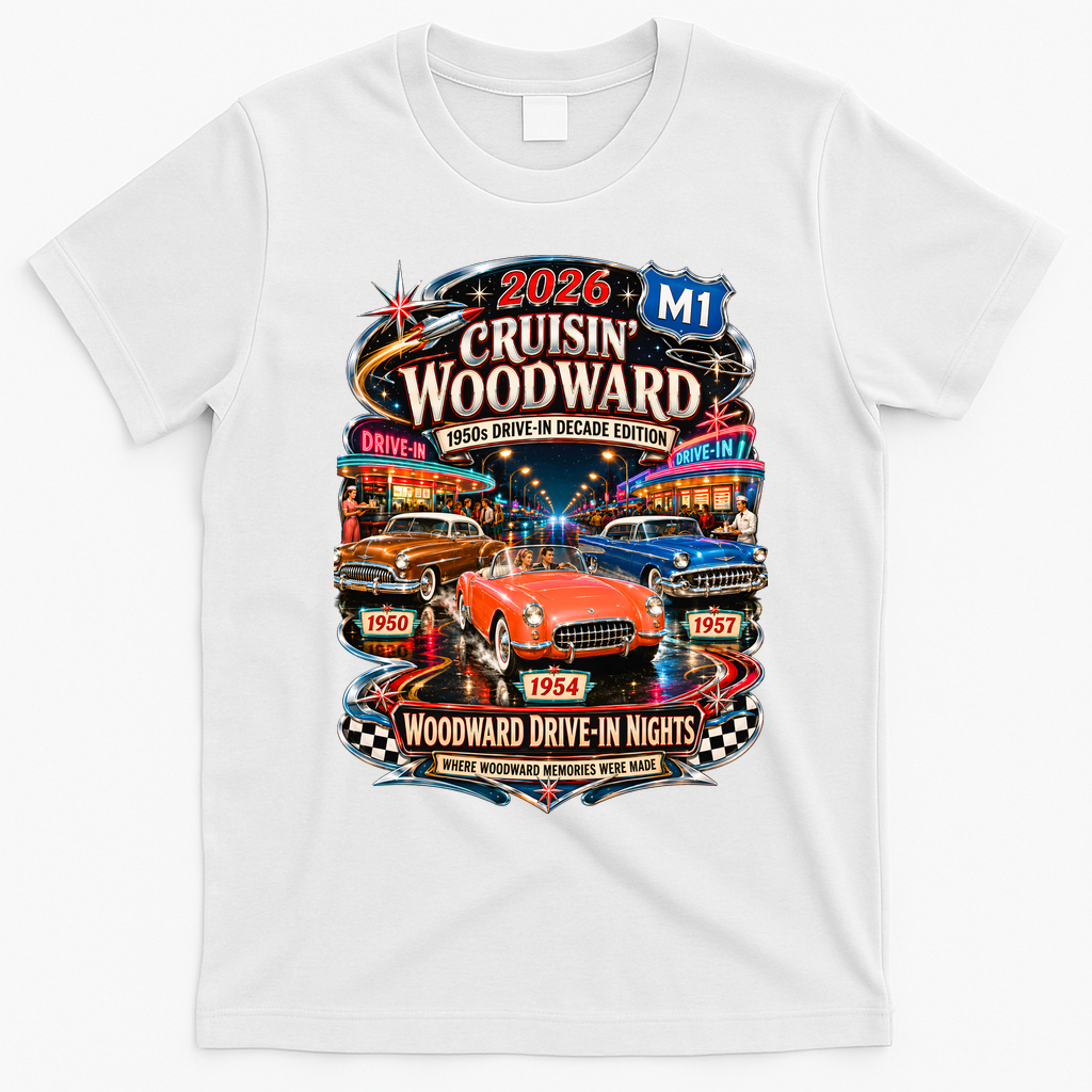 2026 Cruisin’ Woodward — 1950s Drive-In Decade Edition T-Shirt - White