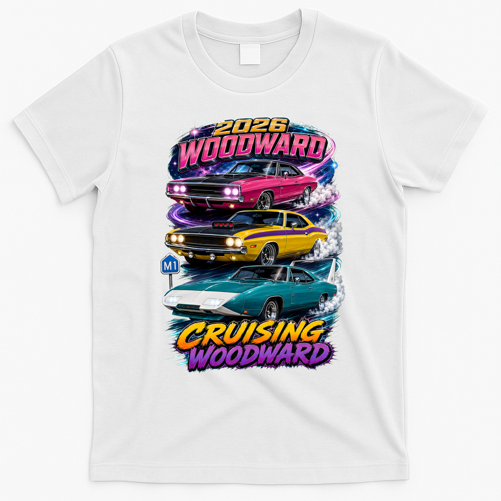 2026 Cruising Woodward Muscle Legends M1 T-Shirt - White