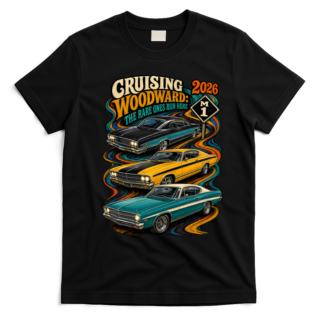 2026 Cruising Woodward: The Rare Ones Run Here T-Shirt - Black