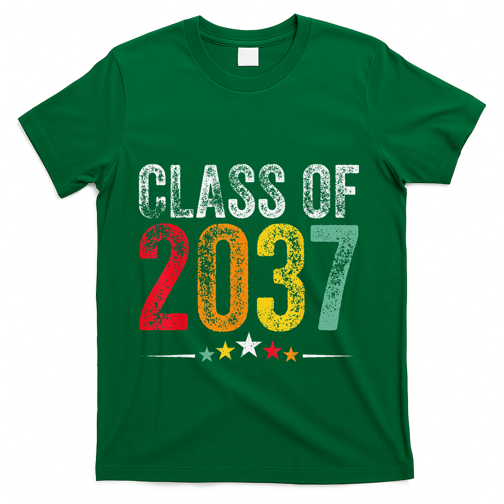 2037 Graduation Class Of 2037 Grow With Me Retro T-Shirt - Green