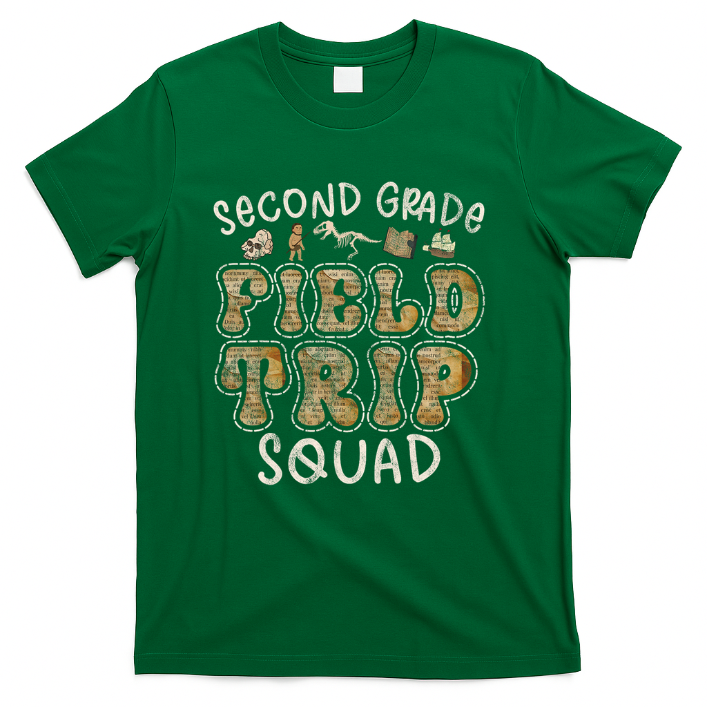 2nd Grade History Museum Field Trip Squad Teacher Student T-Shirt - Green