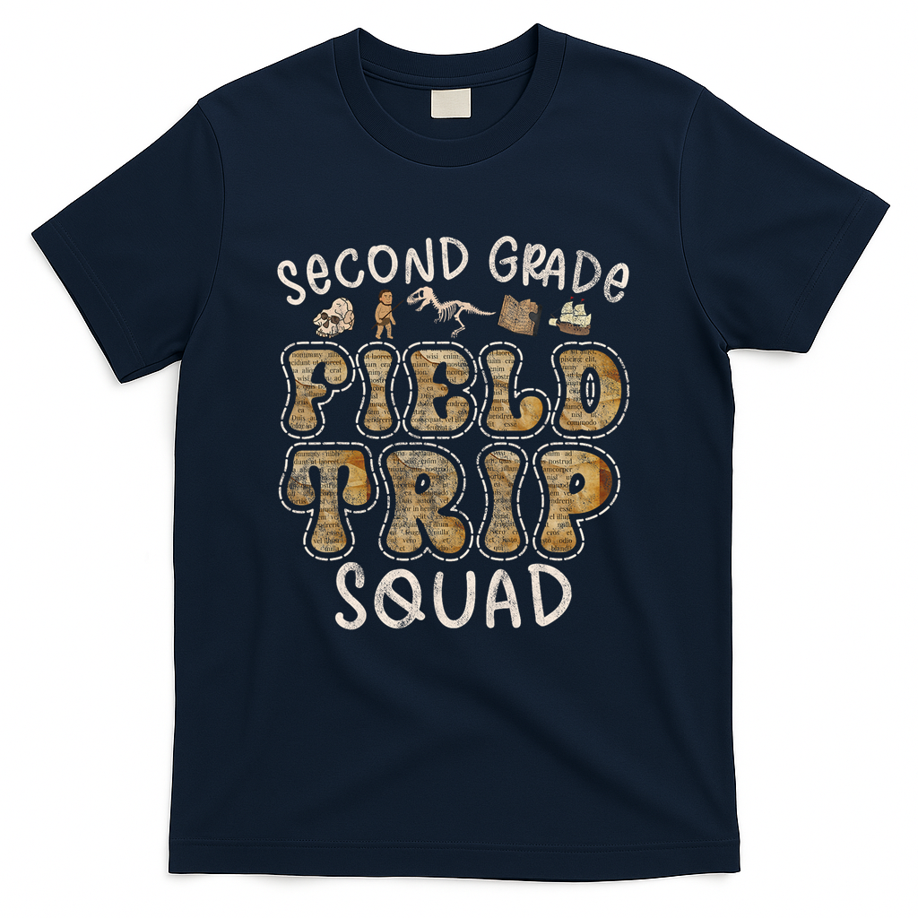 2nd Grade History Museum Field Trip Squad Teacher Student T-Shirt - Navy