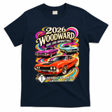 2026 Groovy Woodward Detroit To Pontiac Car Show T-Shirt - Navy Blue