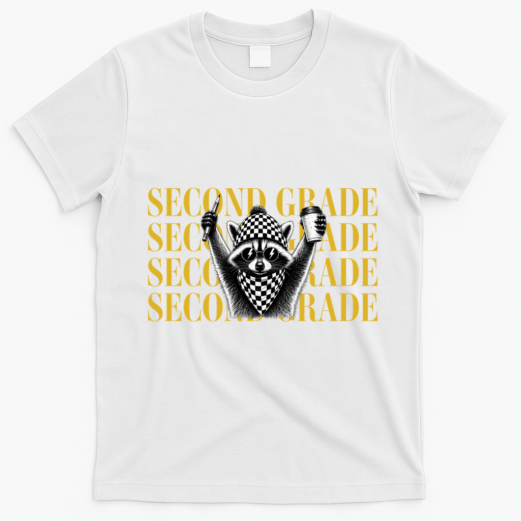 2nd Second Grade Raccoon Back To School T-Shirt - White