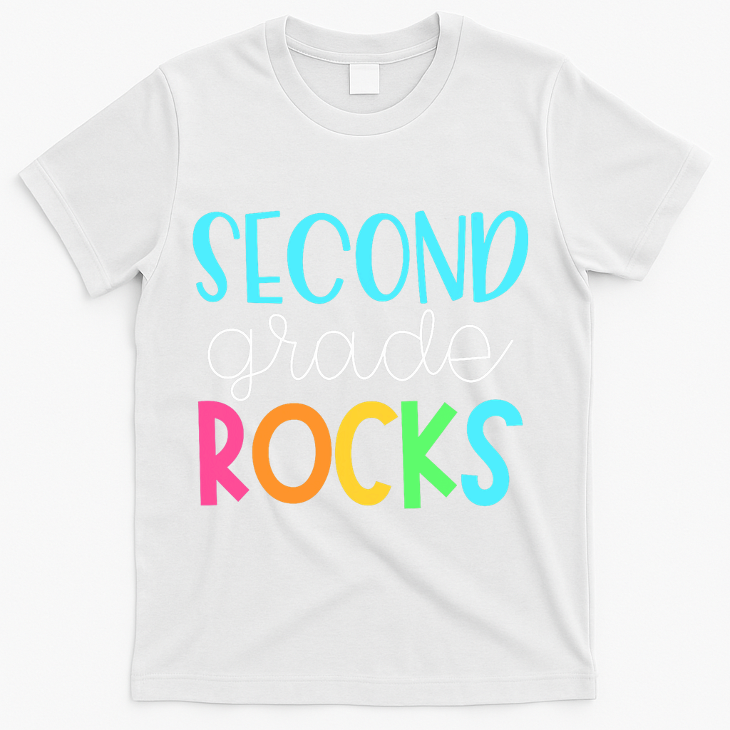 2nd Teacher Team - Second Grade Rocks T-Shirt - White