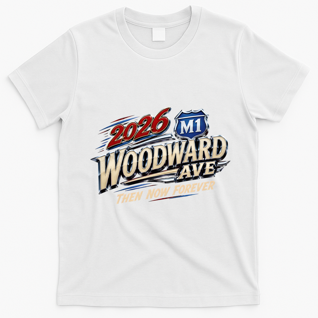 2026 Woodward Ave 250 America Anniversary Cruising M1 Front & Back T-Shirt - White