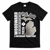 2026 Woodward Ave A Michigan Tradition Map T-Shirt - Black