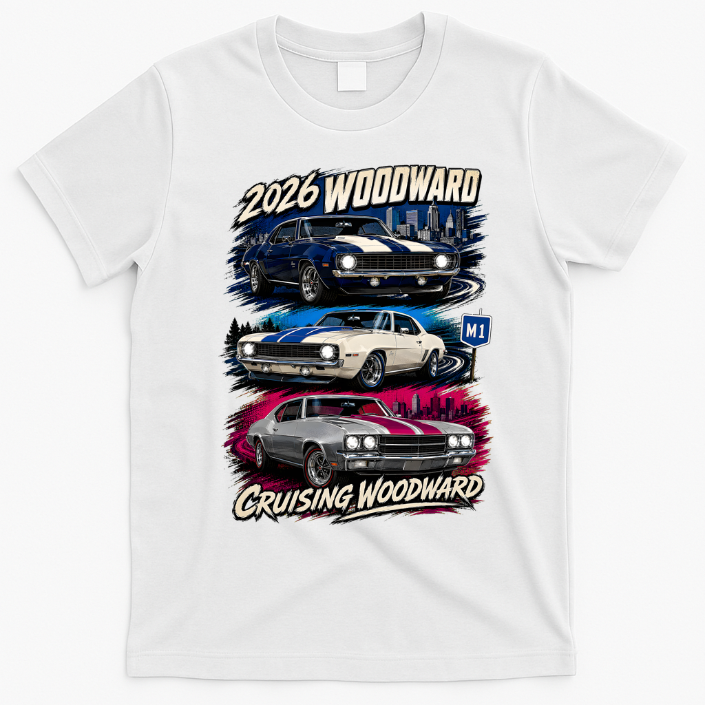 2026 Woodward Cruising with Classic Muscle Cars T-Shirt - White