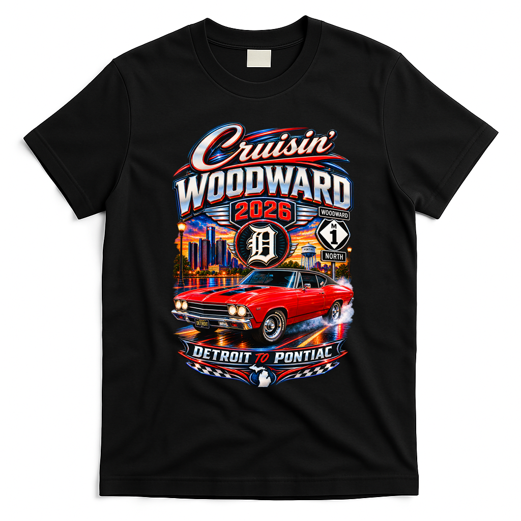2026 Woodward Cruise – Detroit Muscle To Pontiac T-Shirt - Black