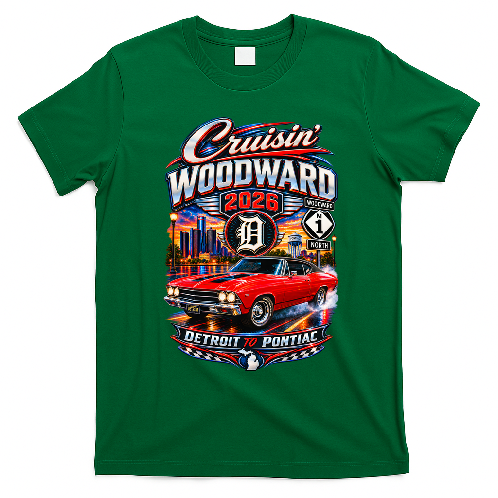2026 Woodward Cruise – Detroit Muscle To Pontiac T-Shirt - Irish Green