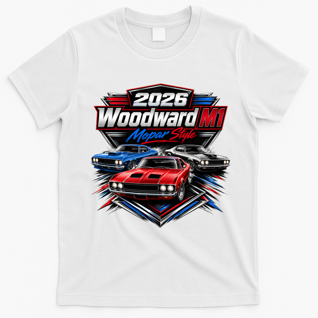 2026 Woodward M1 Mopar Style Car Cruise Classic T-Shirt - White
