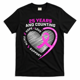 25 Years And Counting Hope Love Breast Cancer T-Shirt - Black