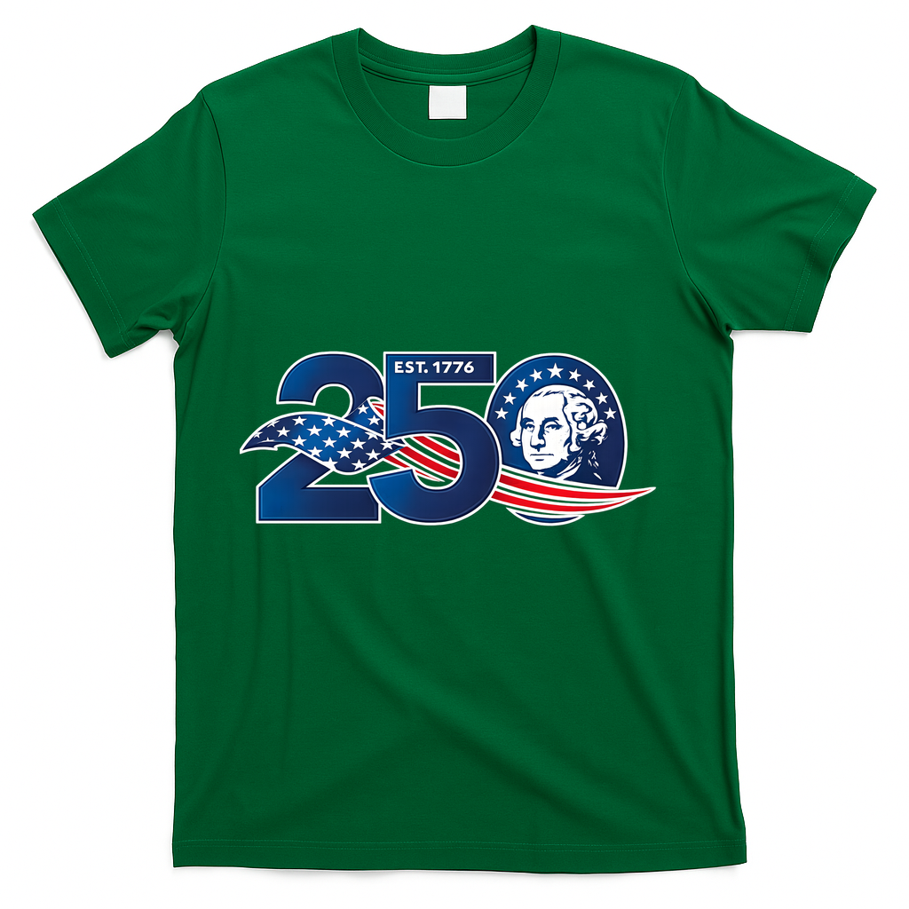 250 Years America 250th Anniversary Patriotic Est 1776 T-Shirt - Green