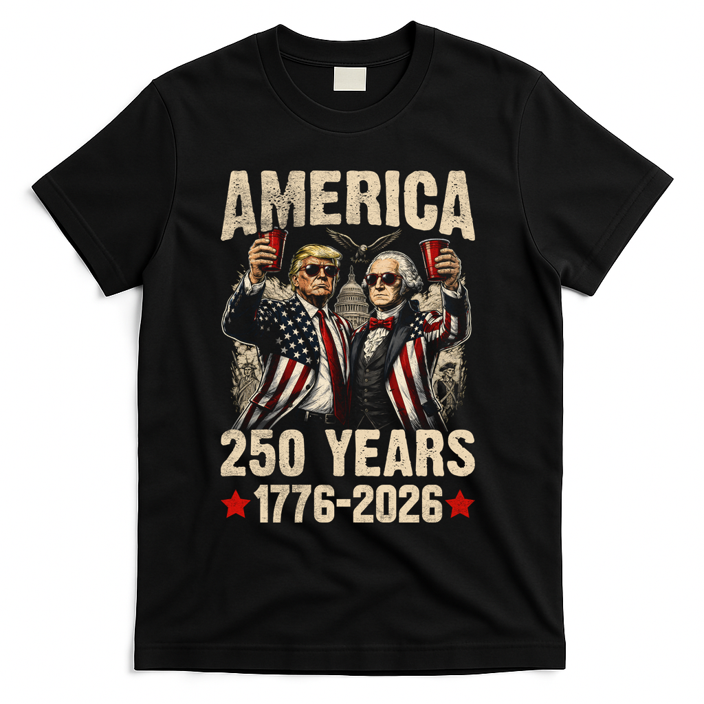 250 Years America 250th Anniversary Trump Washington T-Shirt - Black