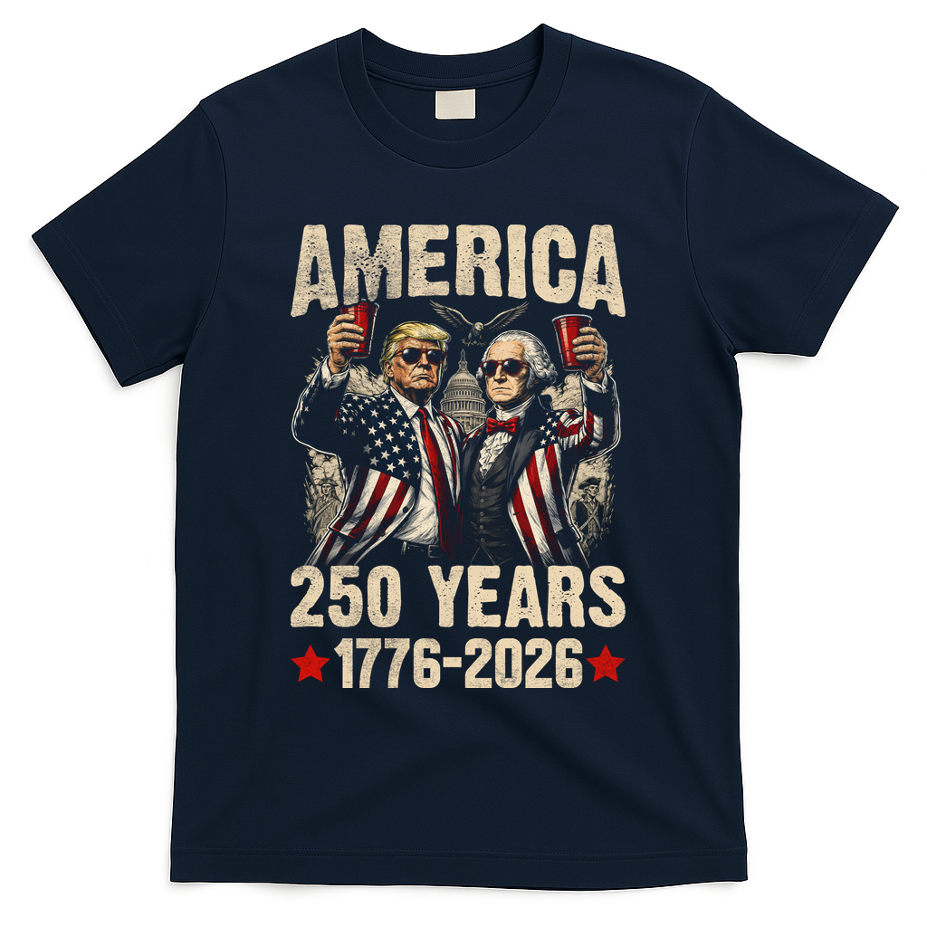 250 Years America 250th Anniversary Trump Washington T-Shirt - Navy