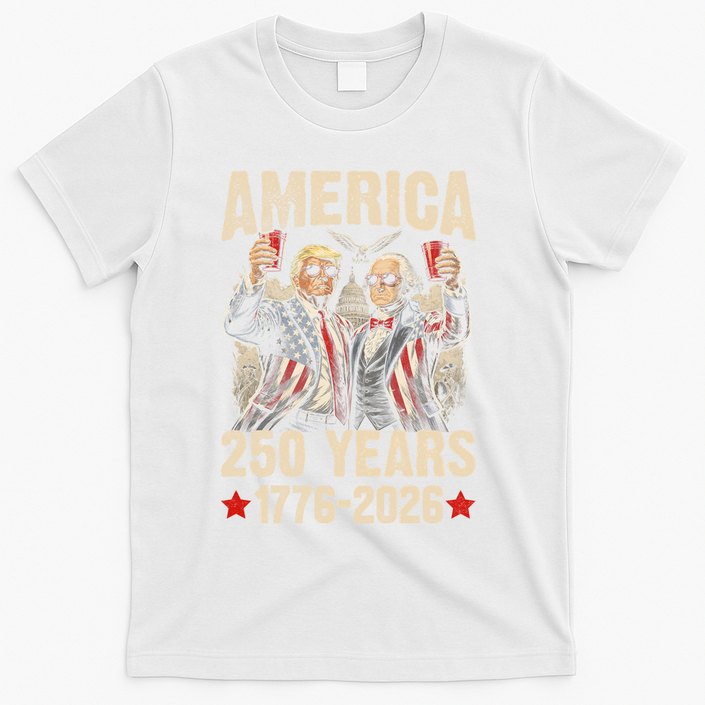 250 Years America 250th Anniversary Trump Washington T-Shirt - White