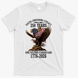 250 Years Faith Freedom Legacy Eagle 250th Anniversary T-Shirt - White