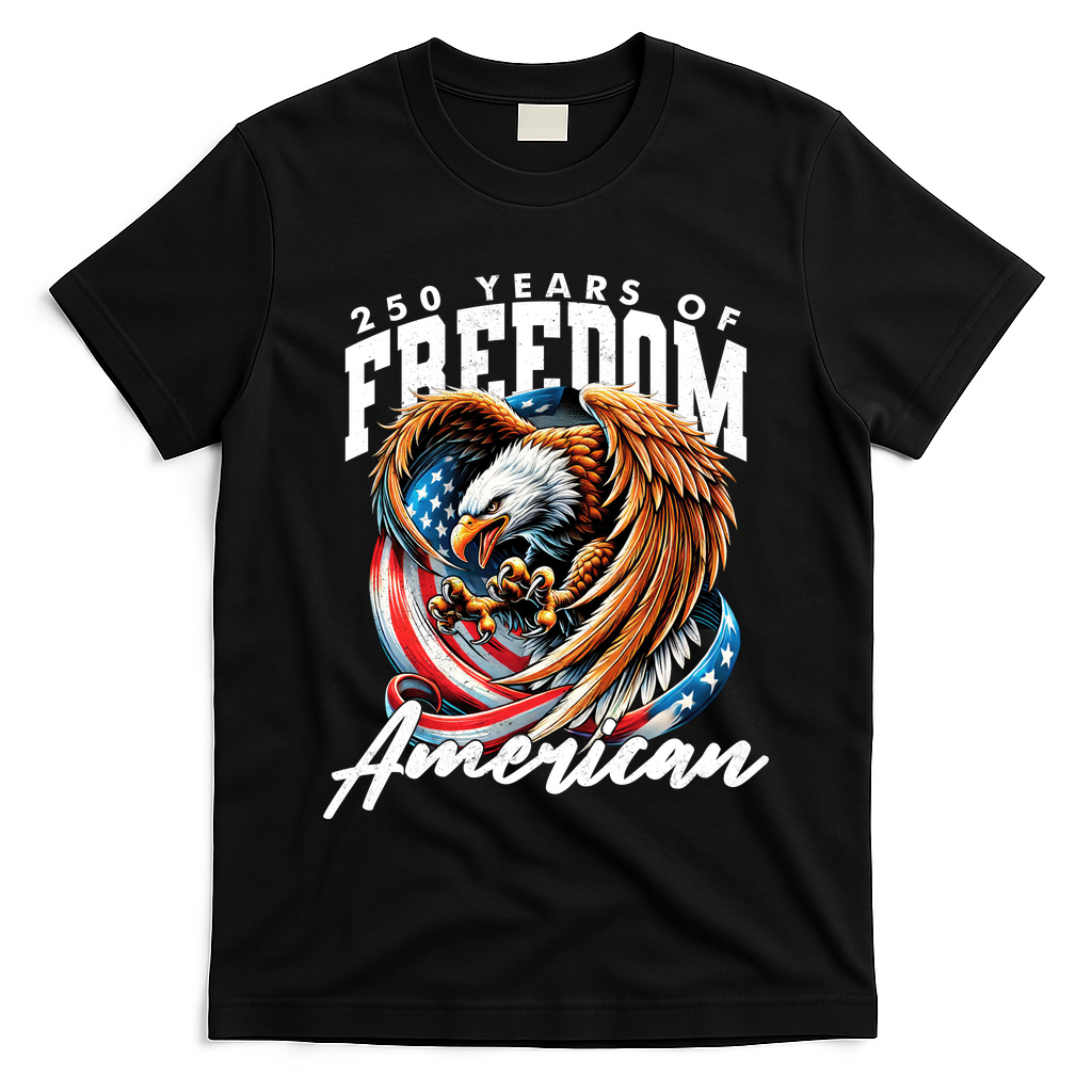 250 Years Of Freedom USA American Flag Eagle T-Shirt