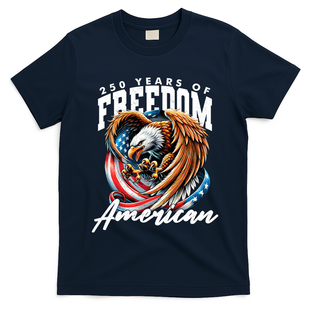 250 Years Of Freedom USA American Flag Eagle T-Shirt